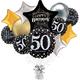 Premium Sparkling Celebration 50th Birthday Foil Balloon Bouquet with Balloon Weight, 13pc